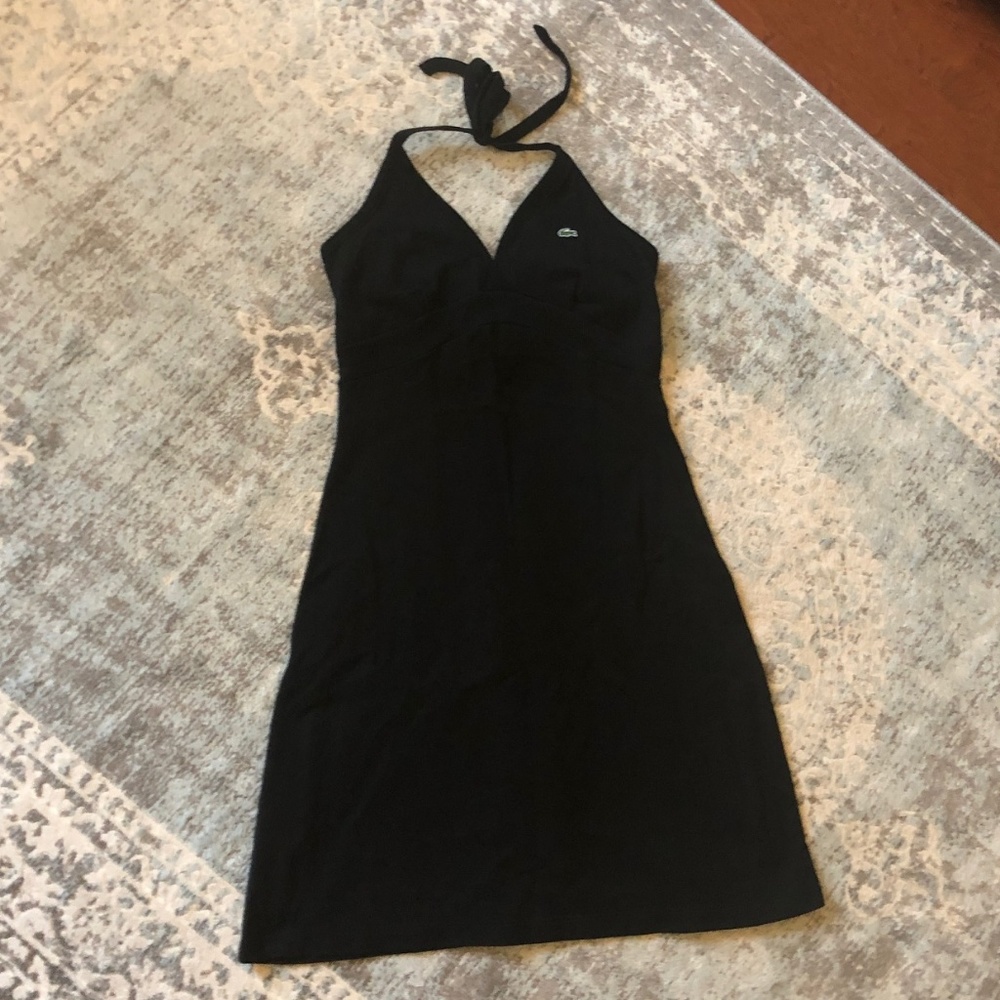 Black Lacoste halter top dress, size 36.